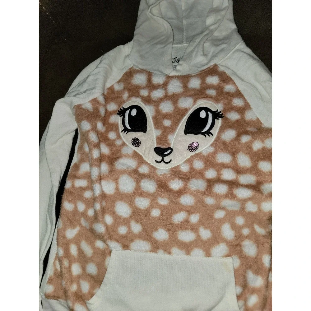 Justice Christmas holiday reindeer‎ sweatshirt hoodie size 8
